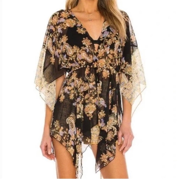 Free People Dream State Tunic Kimono Black Night Intimately small boho top - Picture 1 of 14